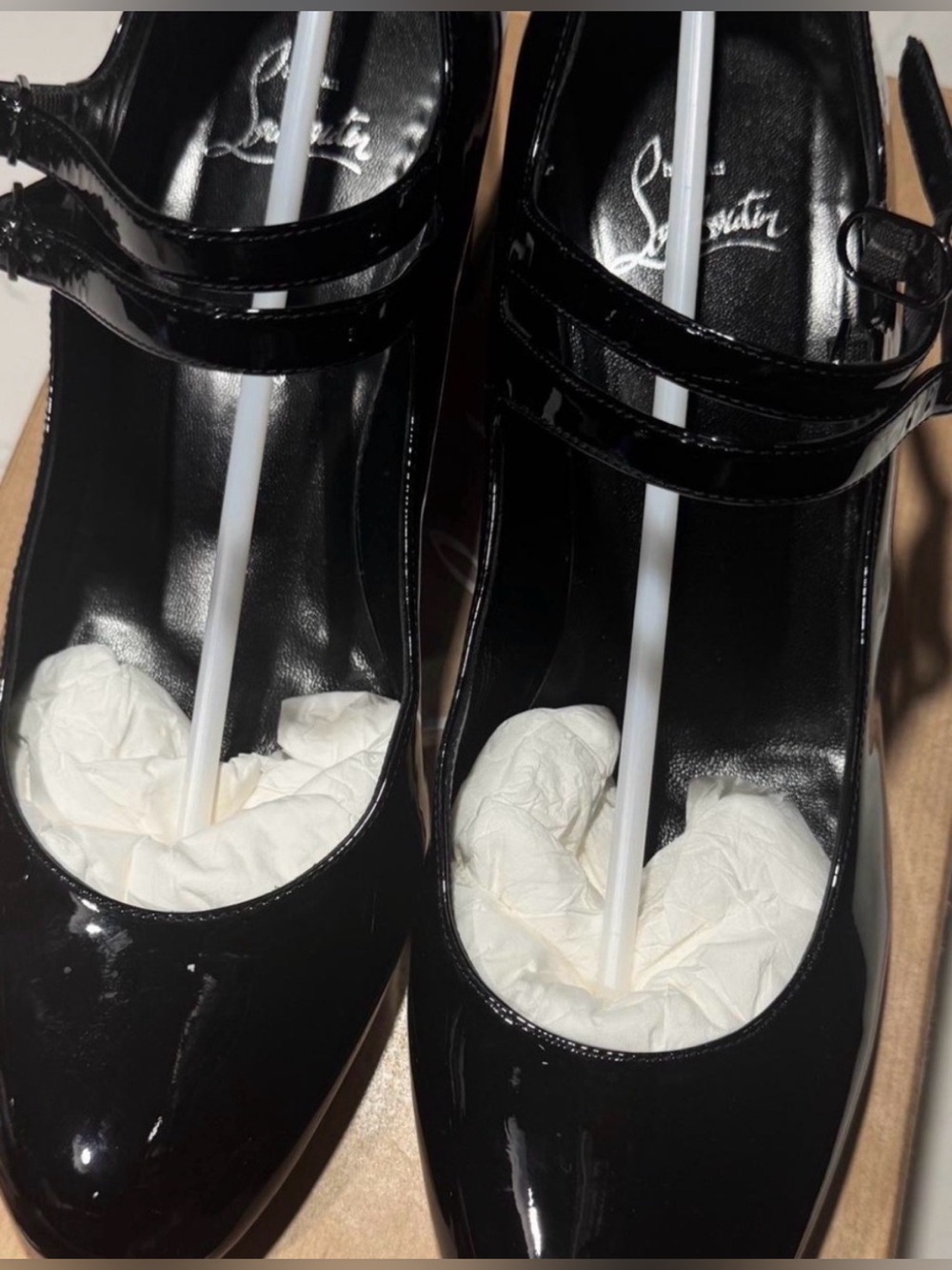 Christian Louboutin Miss Jane 55MM Patent Leather Pumps Block Heels - Picture 3 of 9